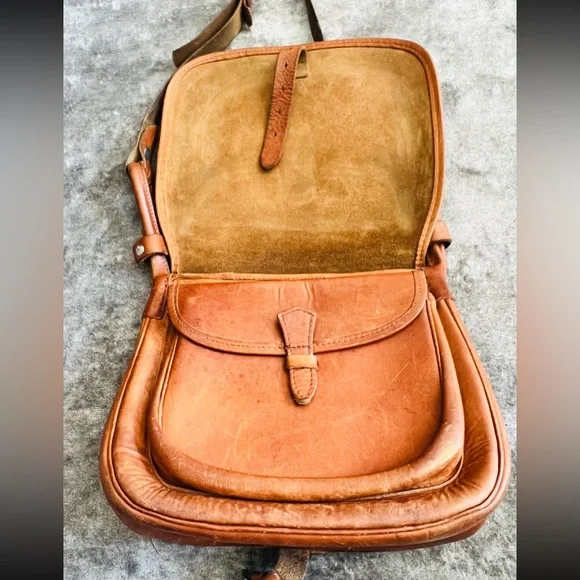 VINTAGE 70’s Style Genuine Leather Bag, Tan, European/Swedish - Picture 5 of 11